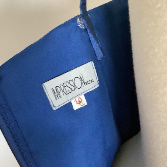 Impression Bridal Iridescent Blue Short A-Line Prom Dress Size 10 - Picture 8 of 9